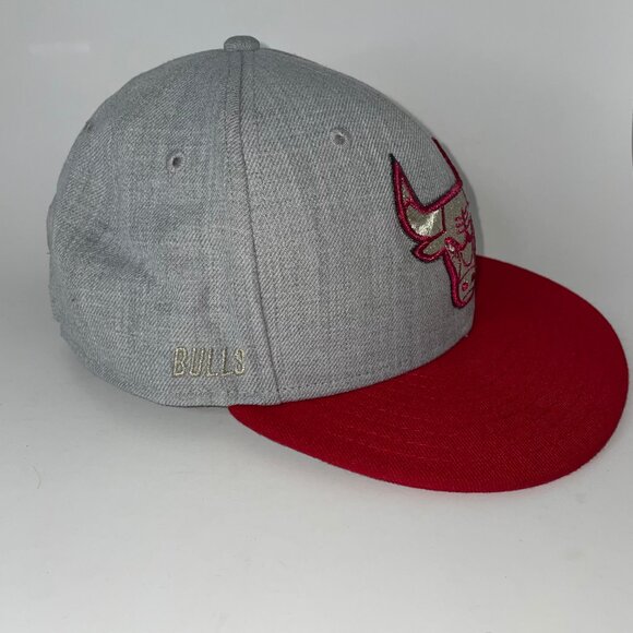 New Era 9fifty Chicago Bulls Snapback Hat Red Gold Gray Cap Logo - Picture 4 of 10